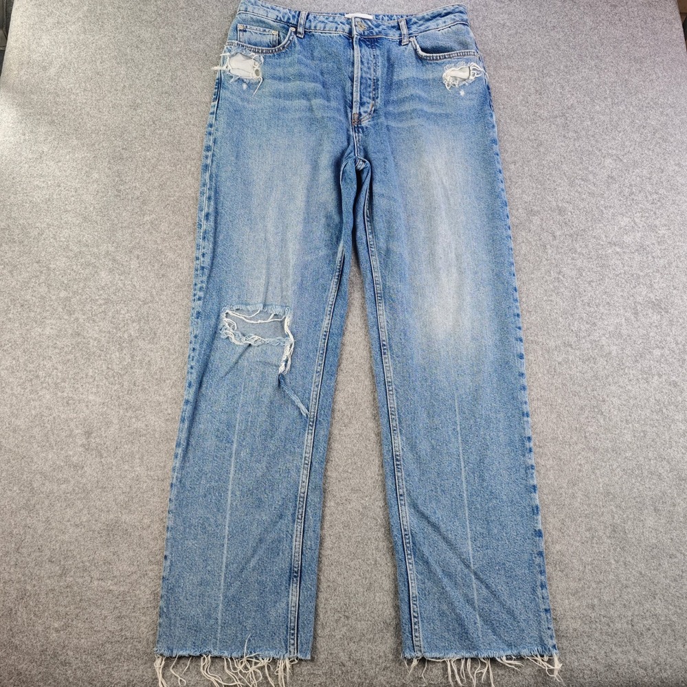 Rails The Topanga High Rise Straight Leg Jeans Womens 31 Blue Distressed Denim